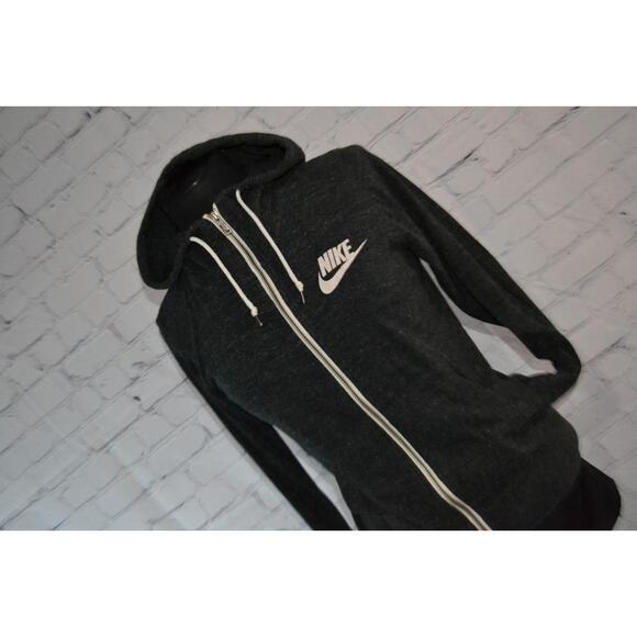 46237-a Nike Casual Athletic Jacket With Pocket Gray Cotton Size Medium Womens - Picture 3 of 8